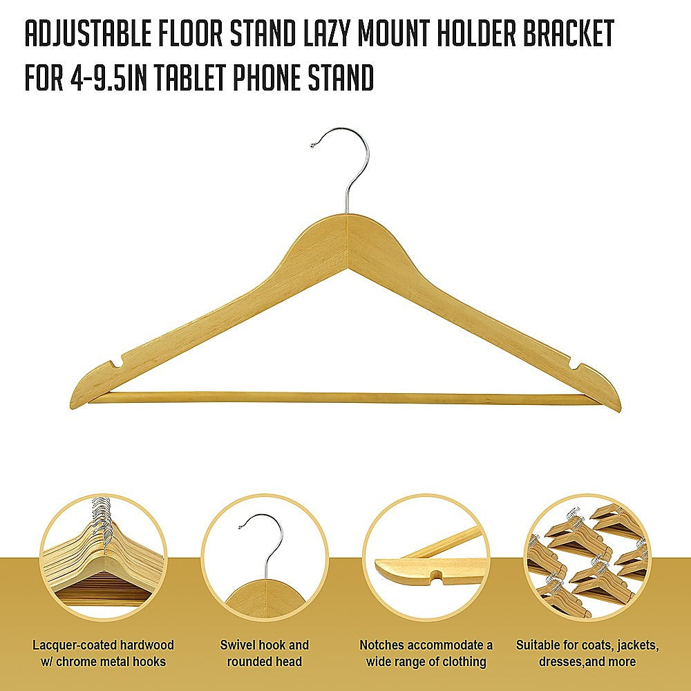 120pc Wooden Clothes Hangers Coat Pant Suit Coathangers Rack Wardrobe Wood