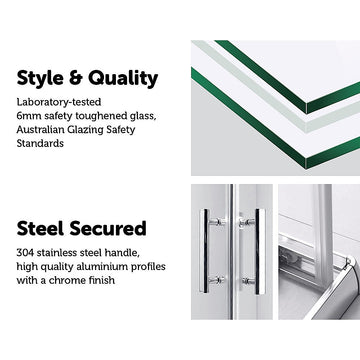 900 x 900mm Sliding Door Nano Safety Glass Shower Screen By Della Francesca