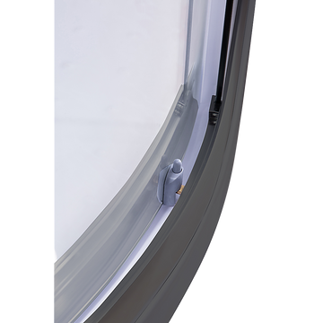 90 x 90cm Black Rounded Sliding 6mm Curved Shower Screen with White Base