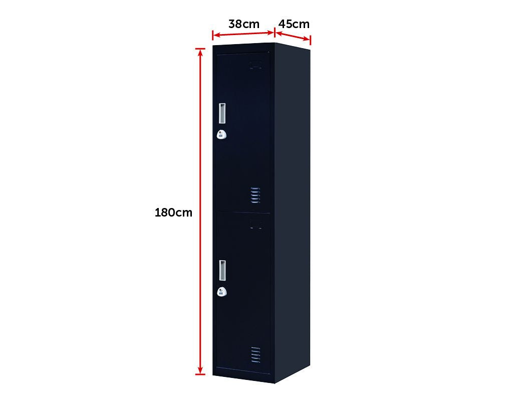3-Digit Combination Lock 2-Door Vertical Locker for Office Gym Shed School Home Storage Black