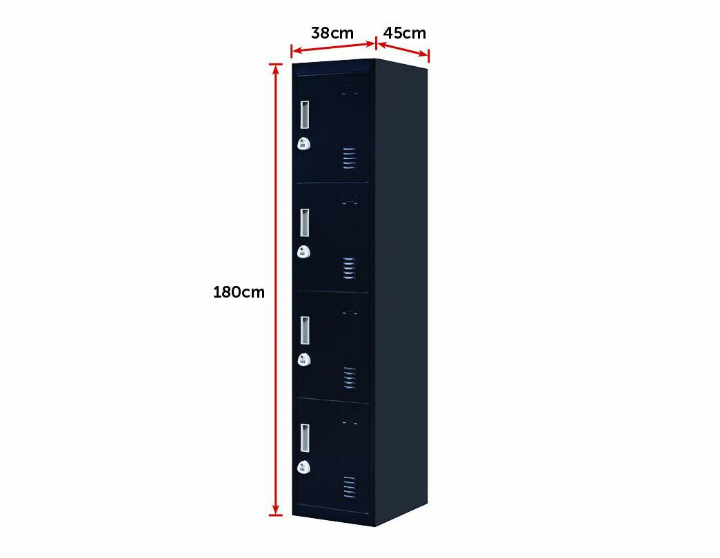 3-digit Combination Lock 4 Door Locker for Office Gym Black