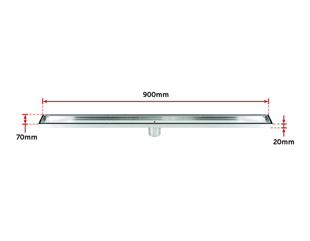 900mm Tile Insert Bathroom Shower Stainless Steel Grate Drain w/Centre outlet Floor Waste