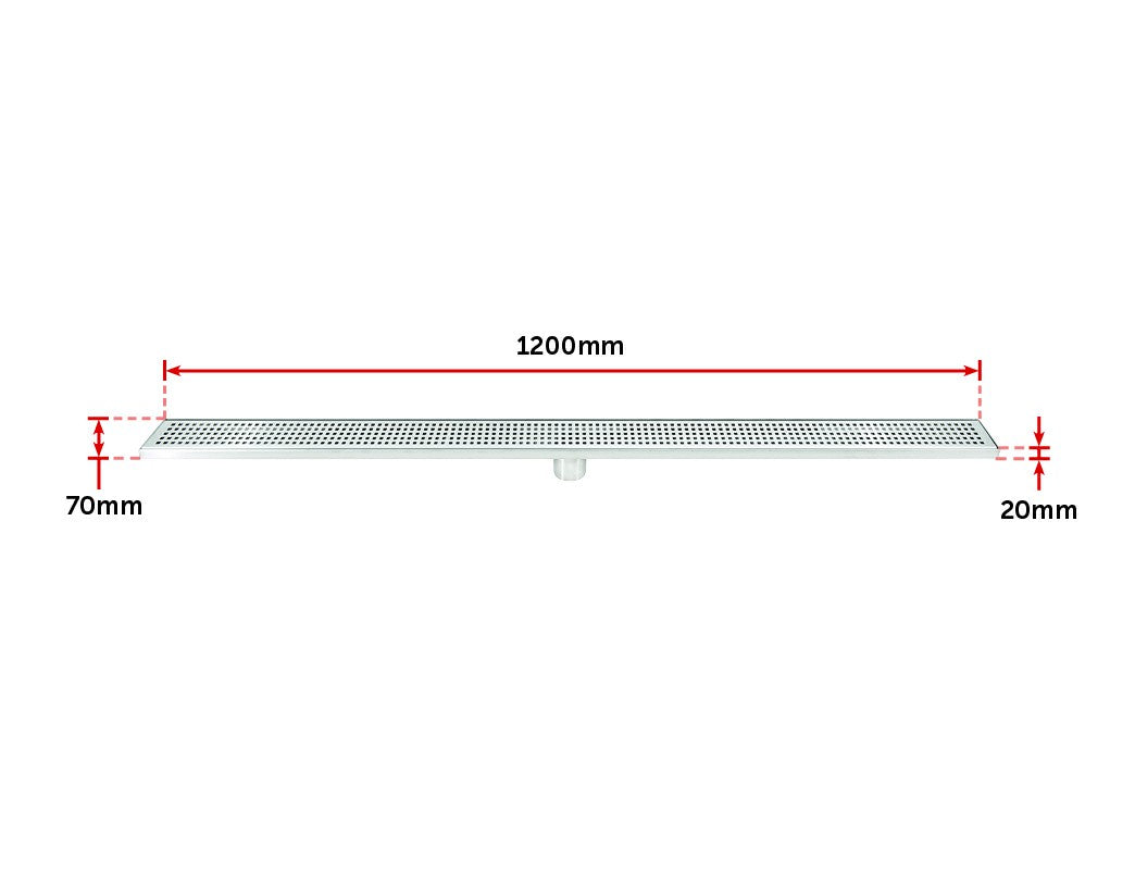1200mm Bathroom Shower Stainless Steel Grate Drain w/Centre outlet Floor Waste Square Pattern