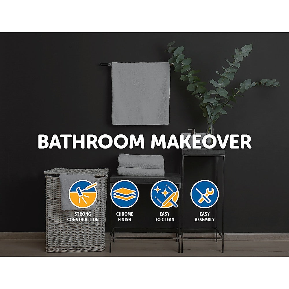 2-Tier Corner Bathroom Basket Shelf Rail Rack