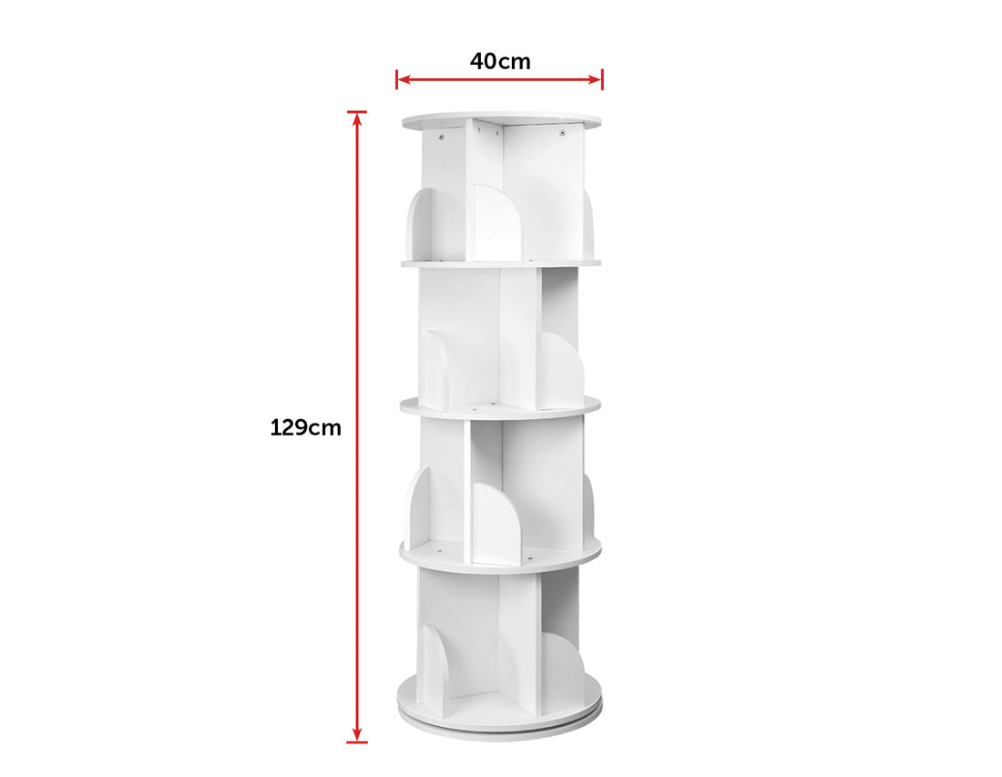 360-degree Rotating 4 Tier Display Shelf Bookcase Organiser