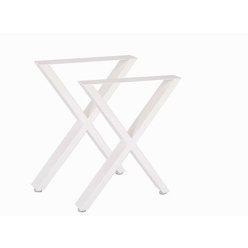 X-Shaped Table Bench Desk Legs Retro Industrial Design Fully Welded - White