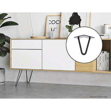 Set of 4 Industrial Retro Hairpin Table Legs 12mm Steel Bench Desk - 11cm Black