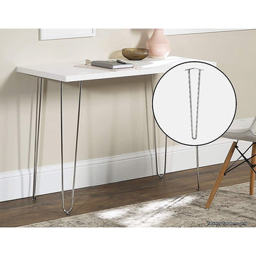 Set of 4 Chrome Retro Hairpin Table Legs 12mm Steel Bench Desk - 71cm