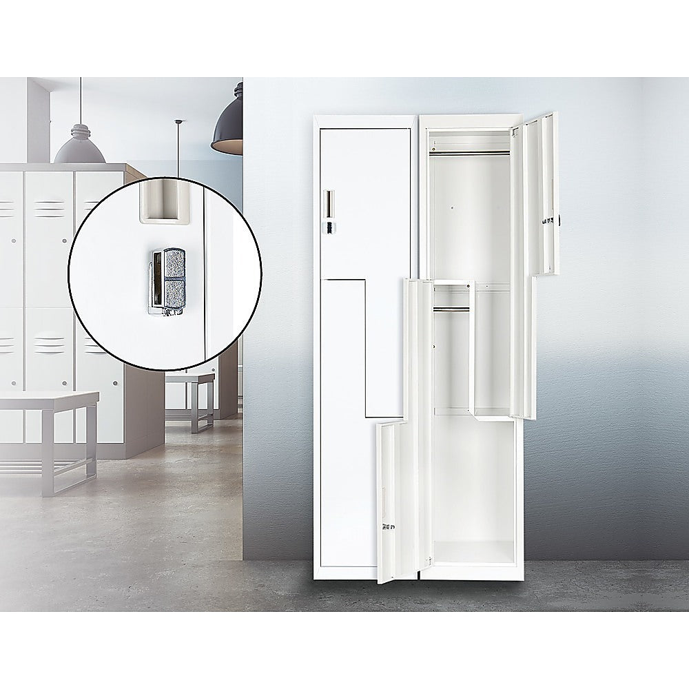 Grey Two-Door L-shaped Office Gym Shed Storage Lockers