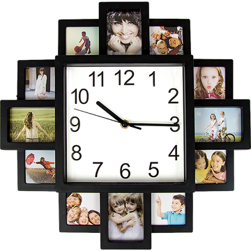 Photo Frame Clock Picture Collage 12-P Display Wall Clock Photowall Home Décor
