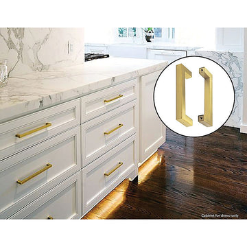 15 x Brushed Brass Drawer Pulls Kitchen Cabinet Handles - Gold Finish 128mm