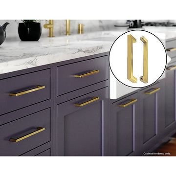 15 x Brushed Brass Drawer Pulls Kitchen Cabinet Handles - Gold Finish 256mm