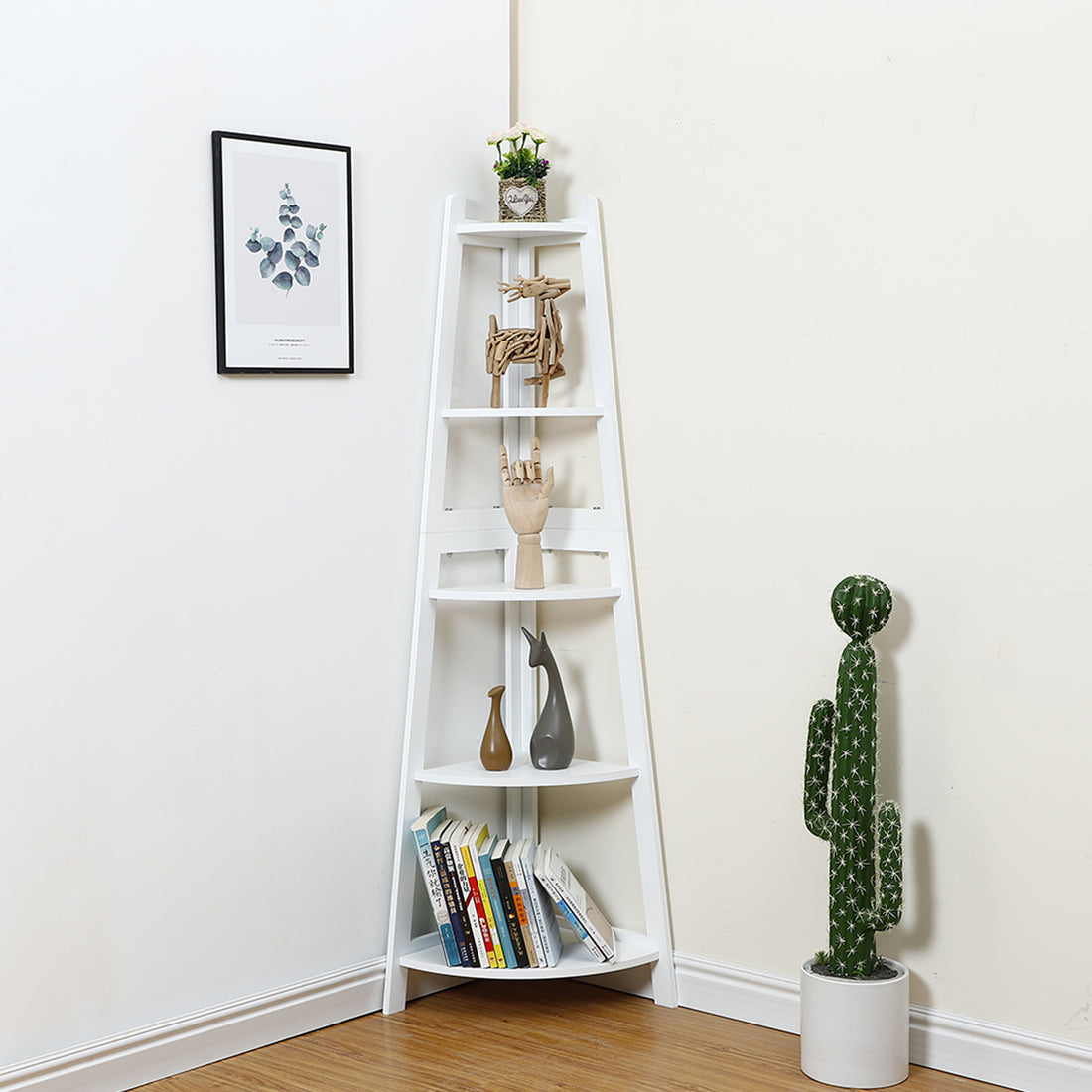 Corner Ladder Shelf Bookcase Display Storage Unit
