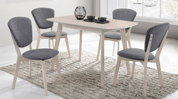 Natural Solid Rubberwood 5 Piece Dining Set