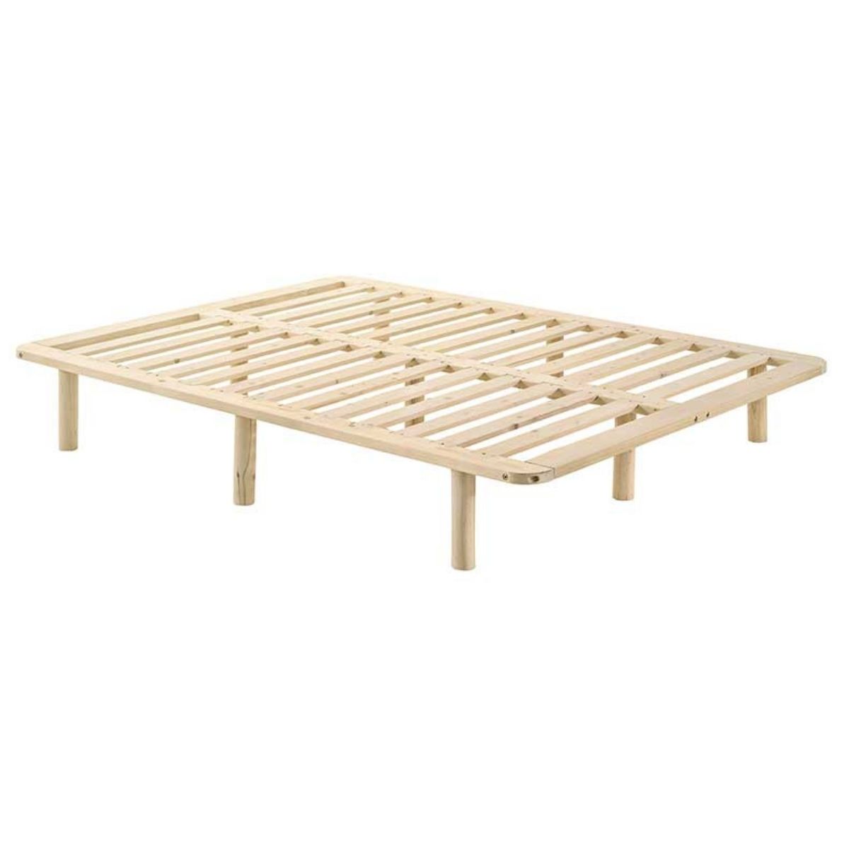 Platform Bed Base Frame Wooden Natural Queen Pinewood Shopping