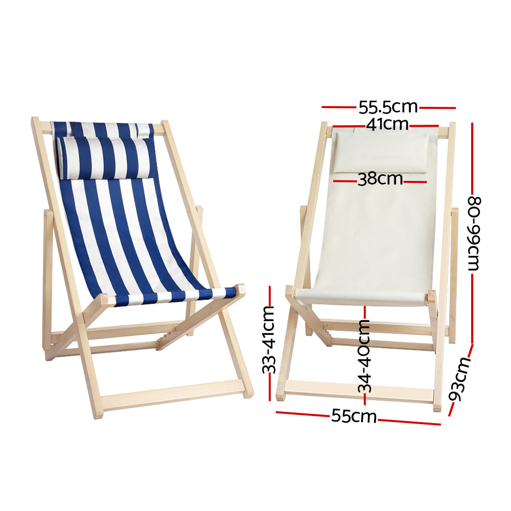 Gardeon Outdoor Furniture Sun Lounge Chairs Deck Chair Folding Wooden Patio Beach