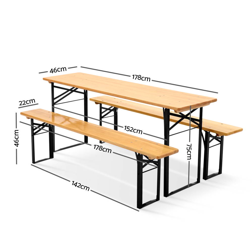 Wooden Outdoor Foldable Bench Set