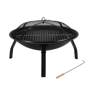 22" Fire Pit BBQ Grill Pits Outdoor Portable Fireplace Heater Garden Patio