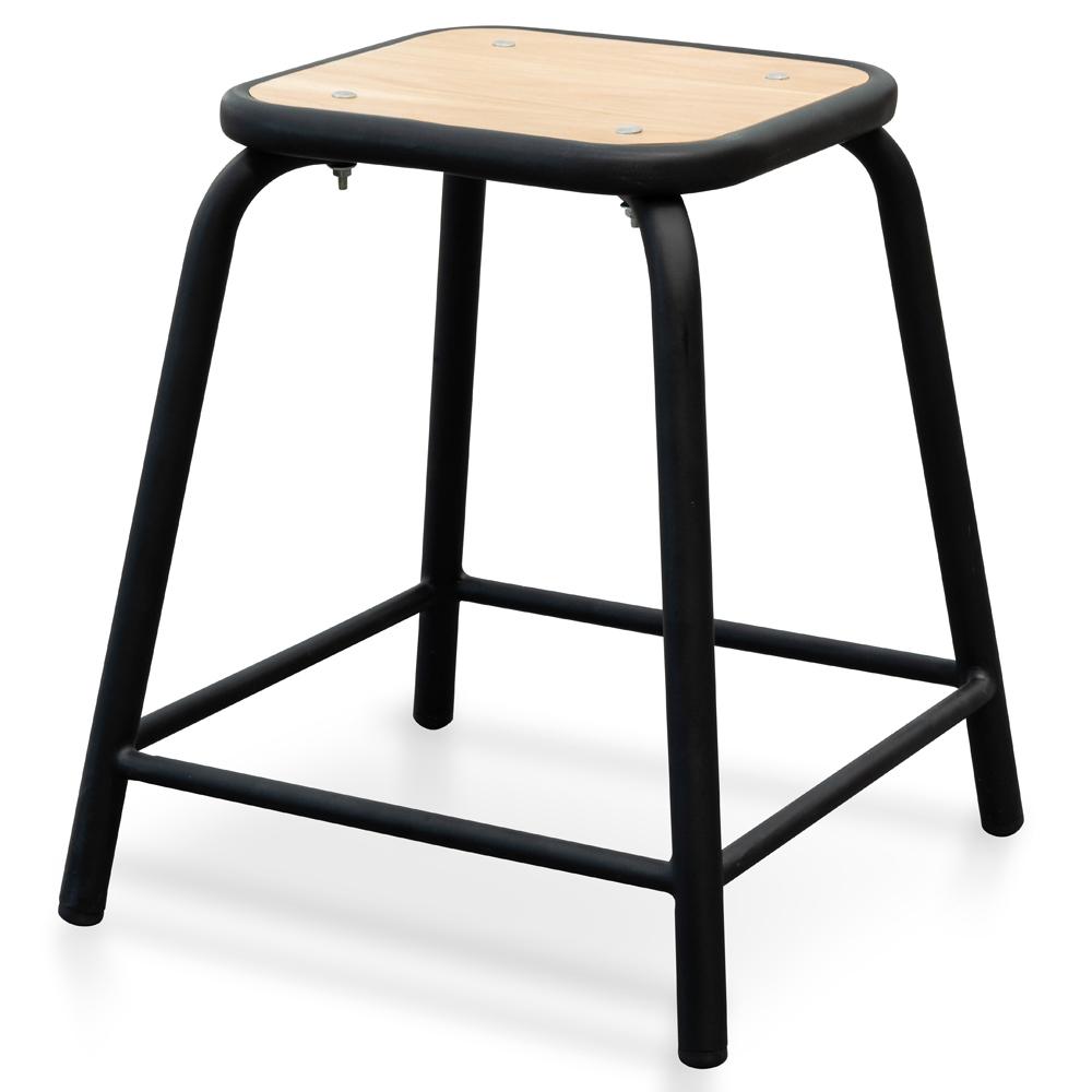 Paisley Low Stool With Natural Timber Seat - Black Frame