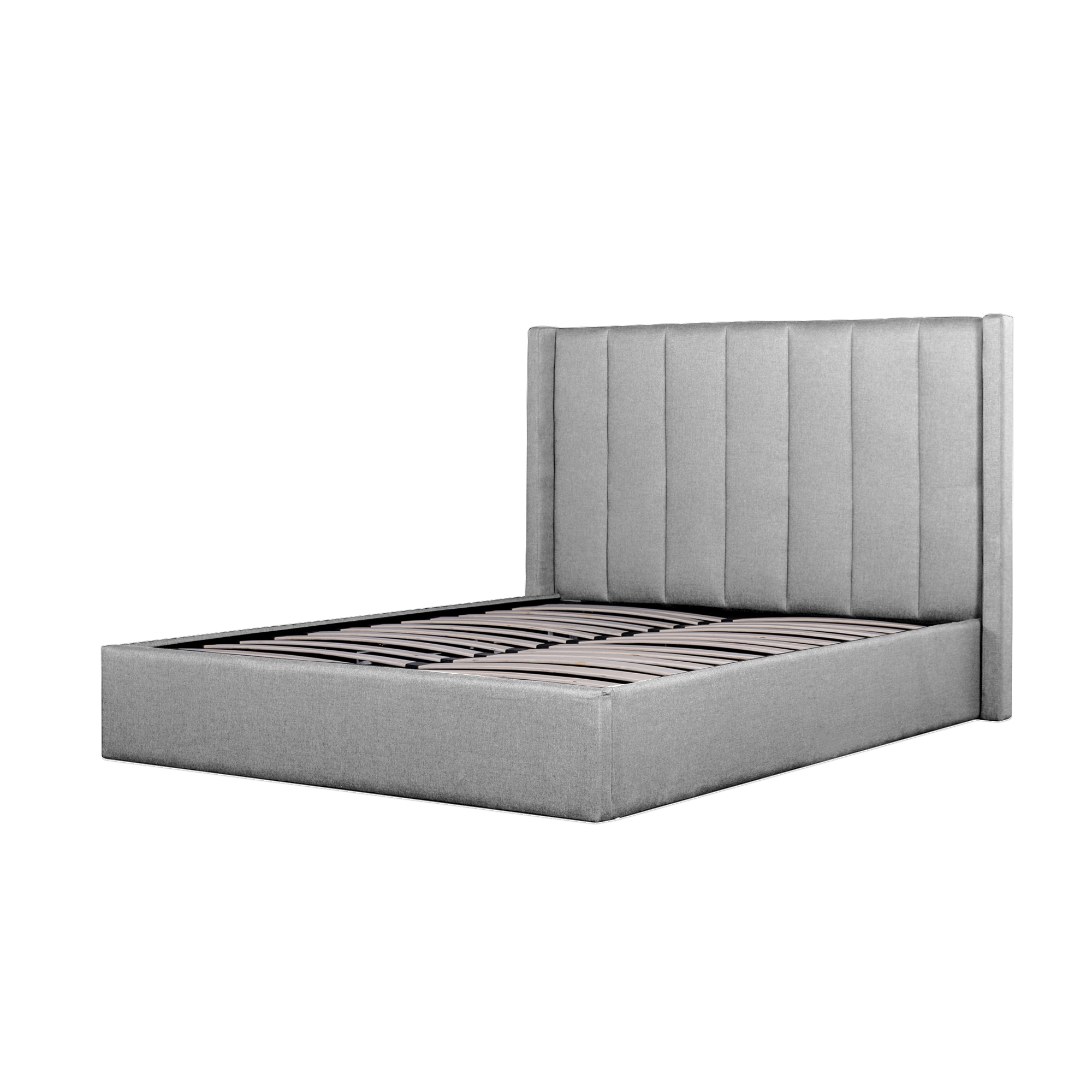 Maya Fabric Queen Bed Frame - Pearl Grey with Storage