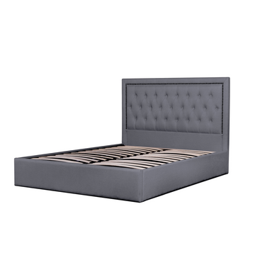Addison Fabric Queen Bed Frame in Lunar Grey with Tufted Headboard