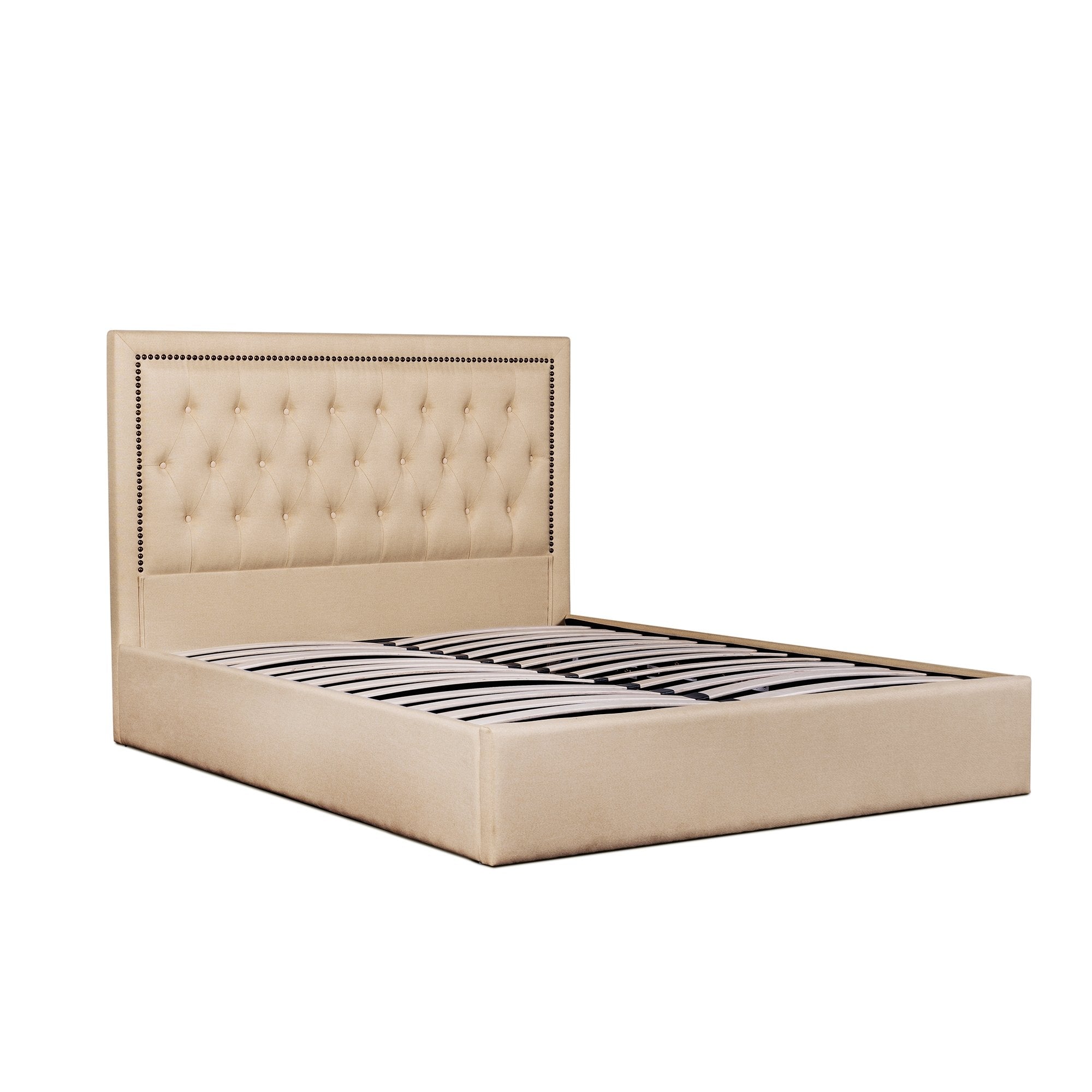 Dane - King Bed in Beige with Tufted Headboard