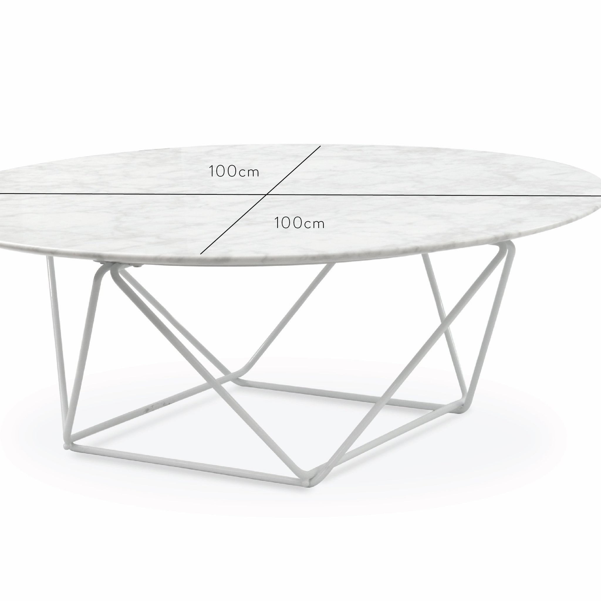 Elizabeth 100cm Round Marble Coffee Table With White Base