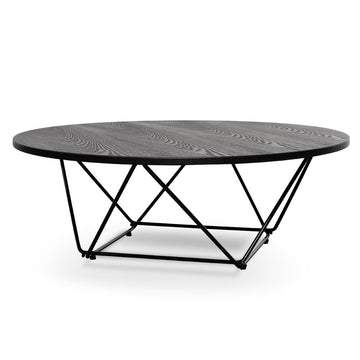 Peyton 100cm Coffee Table - Black Ash Veneer - Black Legs