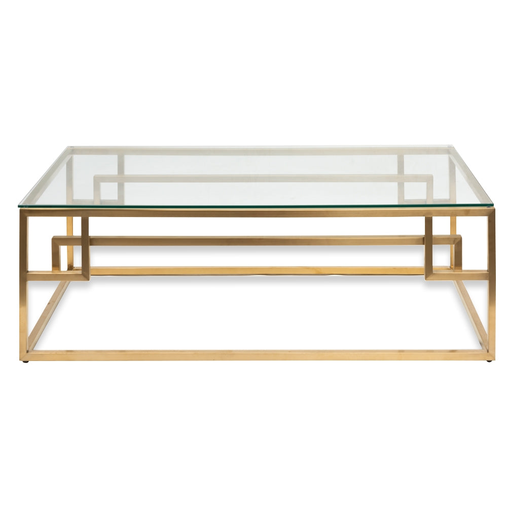 Robin Glass Console Table - Brushed Gold Base-1
