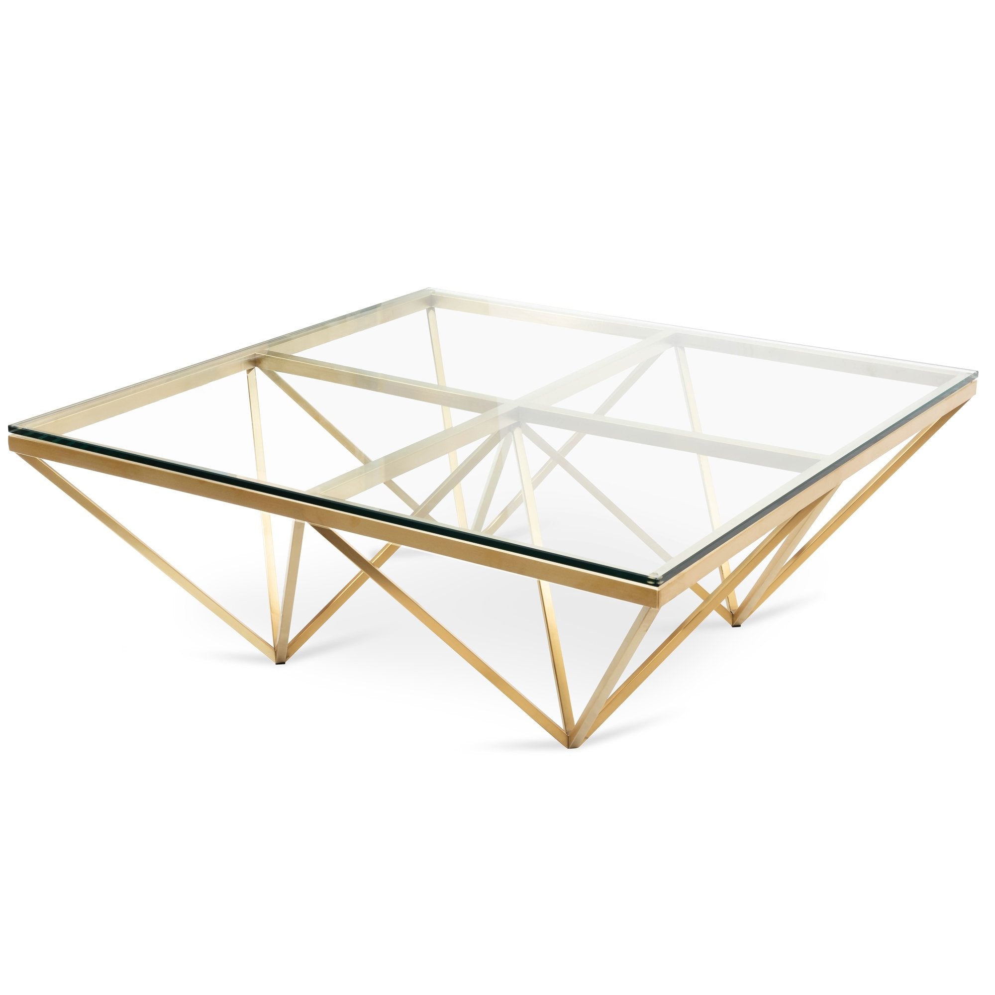 Sophia 1.05m Glass Coffee Table - Brushed Gold Base