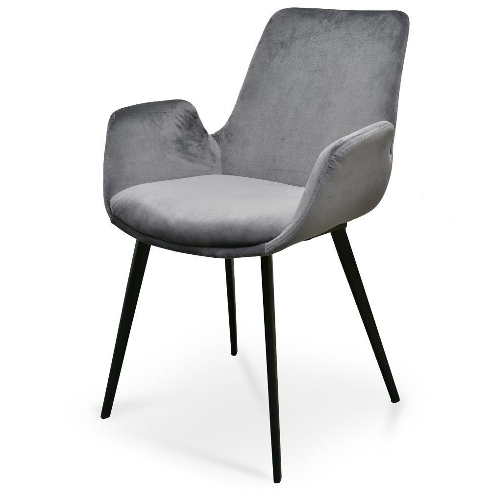 Olivia - Dining Chair - Dark Grey Velvet (Set of 2)