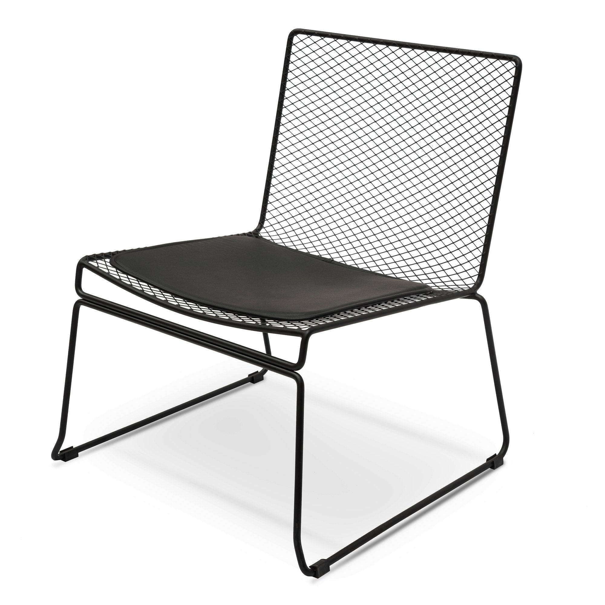 Paisley Lounge Chair With Light Grey Fabric Seat - Black Frame