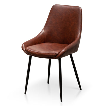 Isla - Dining Chair in Cinnamon Brown PU Leather (Set of2)