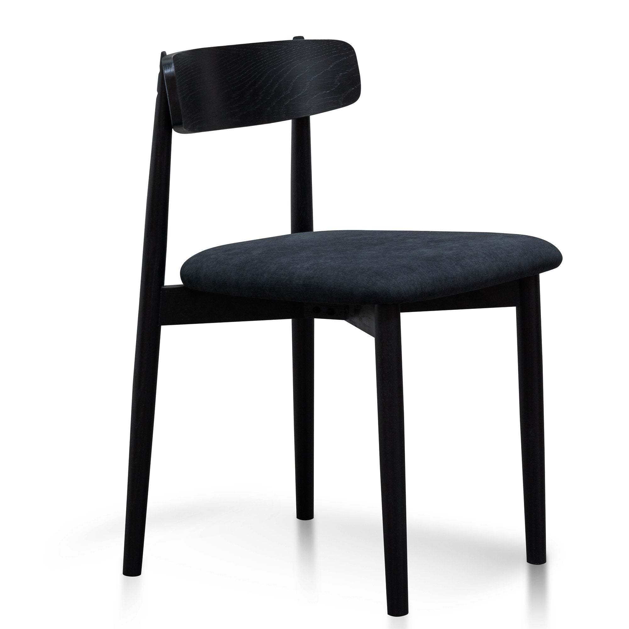 Willow Fabric Dining Chair - Wooden Legs - Black