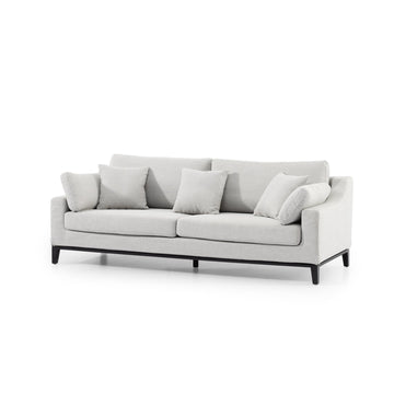 Ava 3 Seater Fabric Sofa - Light Texture Grey with BlackBase