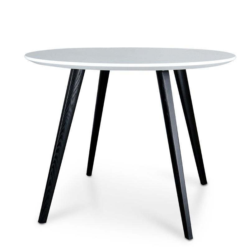 Emery 100cm Round Dining Table - White Top - Black Legs