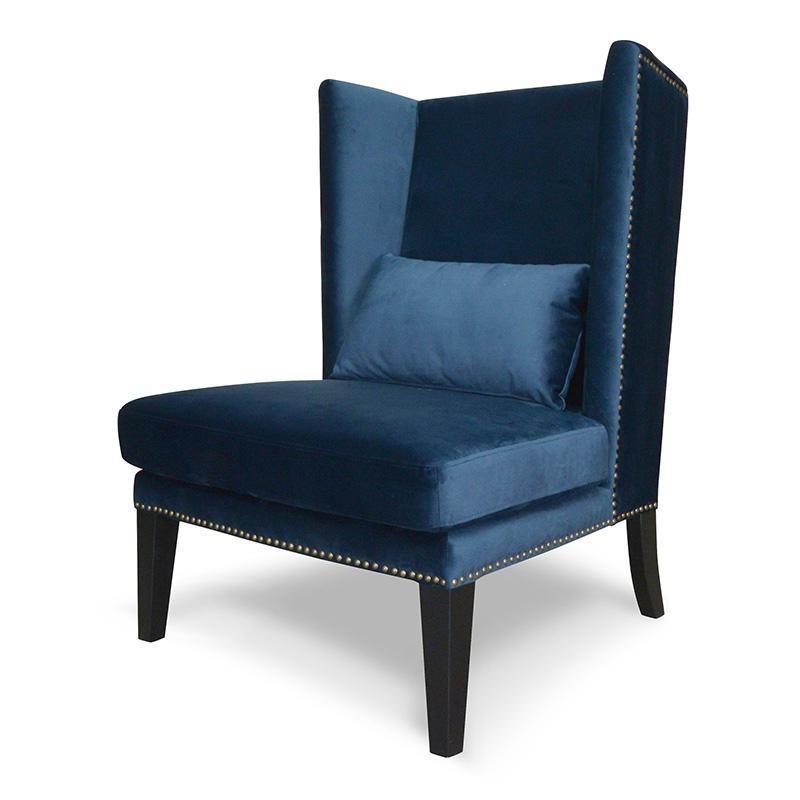 Kinsley Velvet Lounge Chair in Navy Velvet Blue