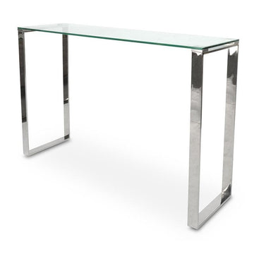 Caroline Console Table With Tempered Glass - Polished Stainless Steel