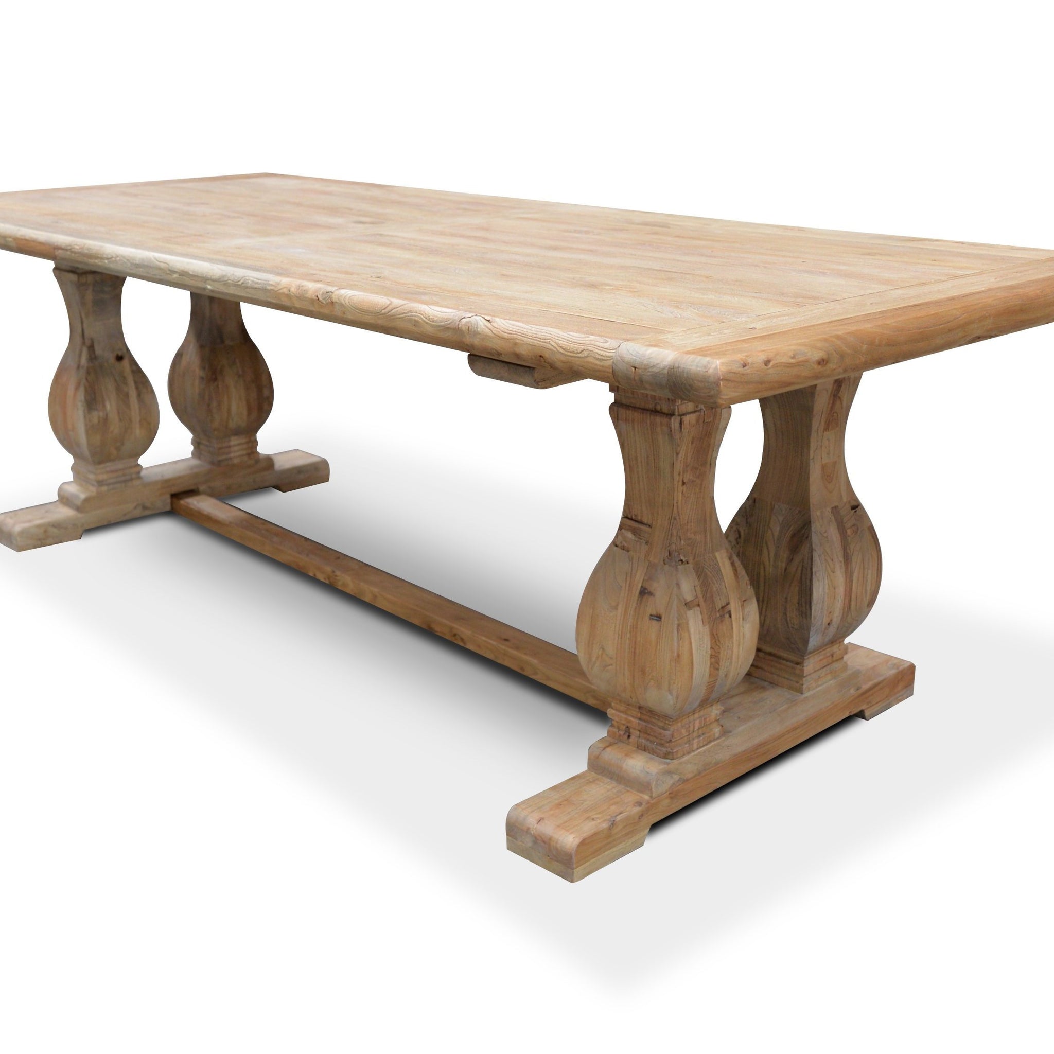 Genesis Elm Wood Dining Table 3m - Rustic Natural