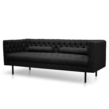 Zoey 3 Seater Fabric Sofa - Black