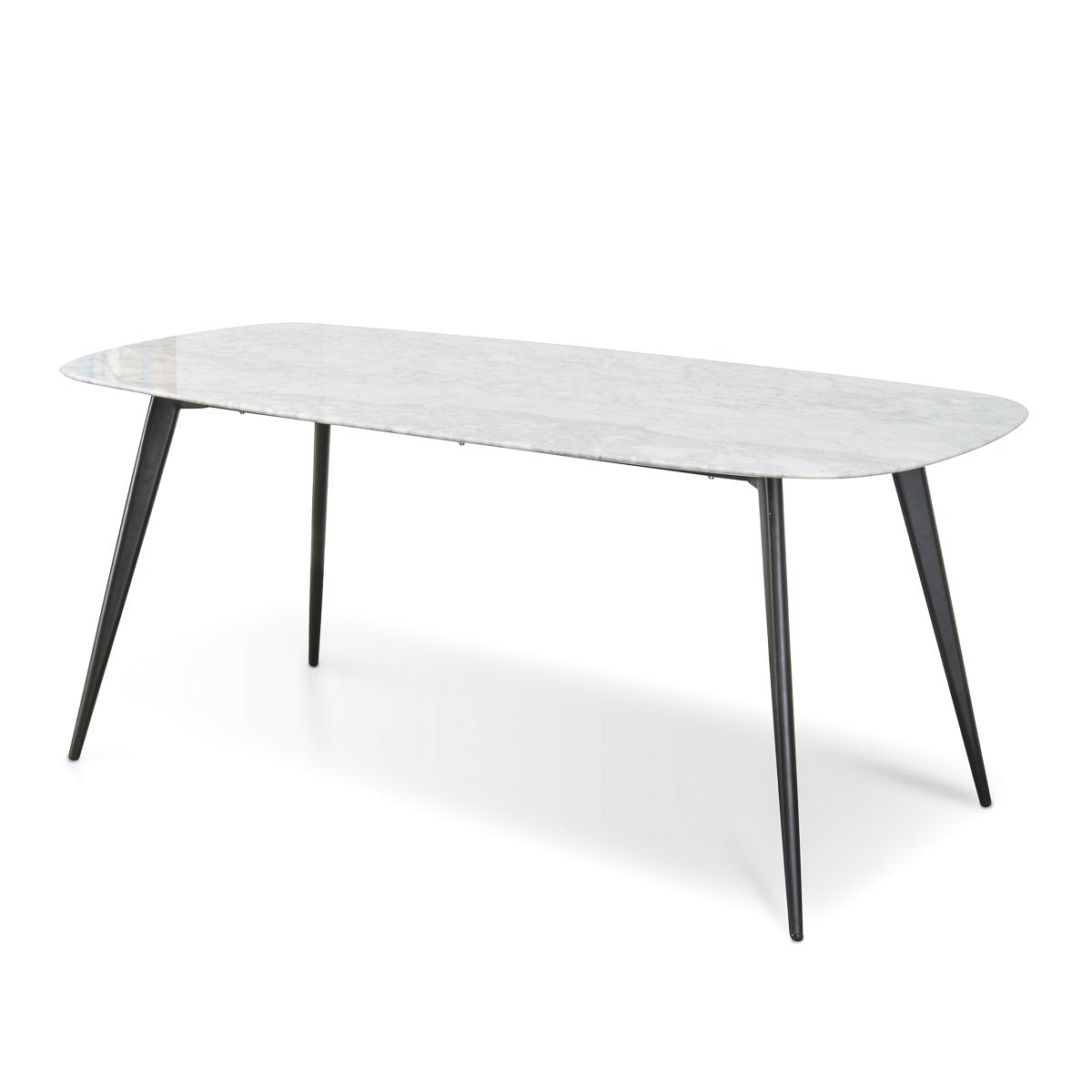 Nora White 1.8m Marble Dining Table - Black Legs
