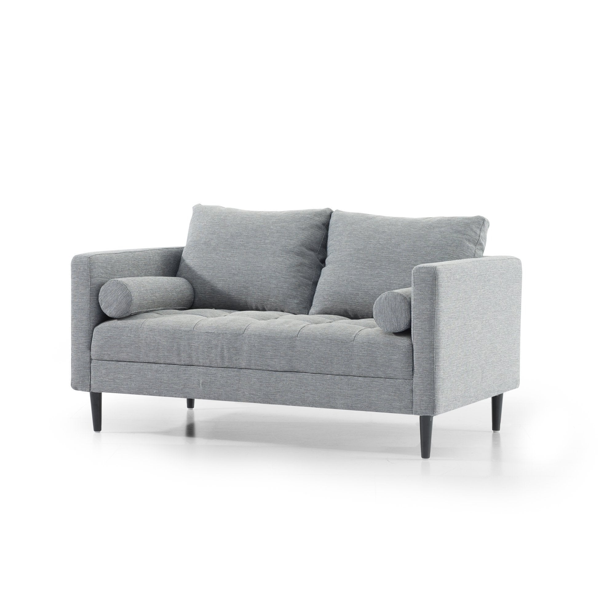 Ava 2 Seater Fabric Sofa - Navy Grey with Black Legs