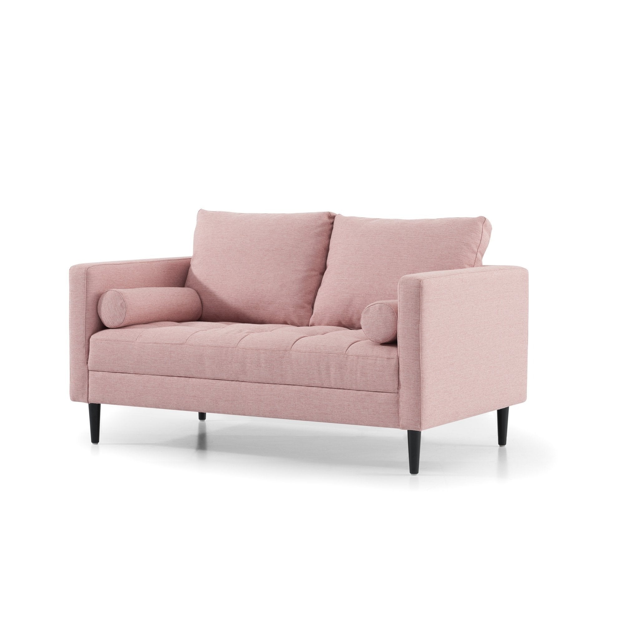 Ava 2 Seater - Texture Blush Fabric Sofa with Black Legs