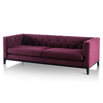 Grace 3 Seater Fabric Sofa - Deep Burgundy with  BlackLeg
