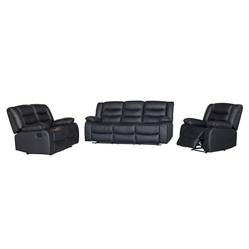 3+2+1 Seater Recliner Sofa In Faux Leather Lounge Couch in Black