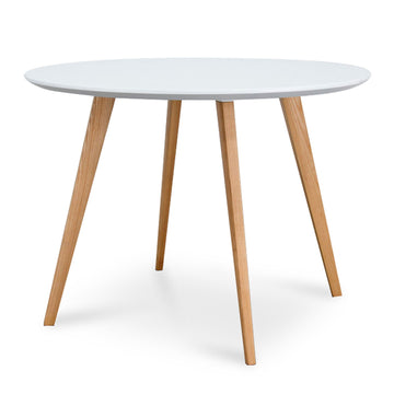 Sofia 100cm Round Dining Table - White - Natural Legs
