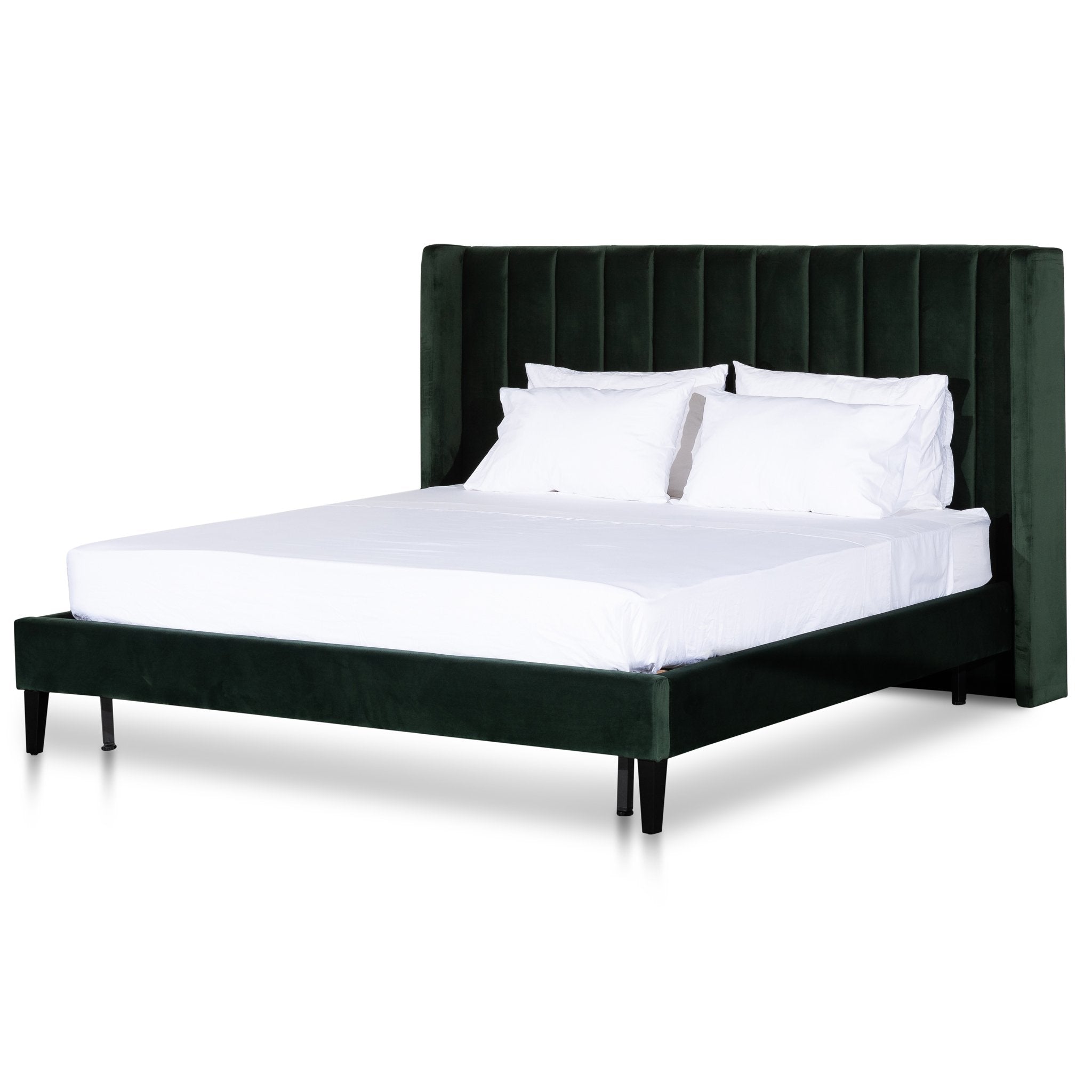 Avery Queen Bed Frame - Forest Green Velvet