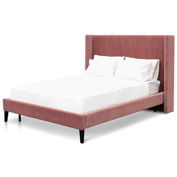 Victoria Queen Bed Frame - Blush Peach Velvet