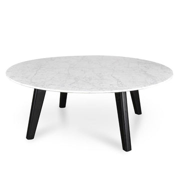 Kinsley 100cm Marble Coffee Table with Black Legs