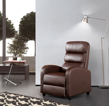 Luxury Leather Recliner Chair Armchair - Brown